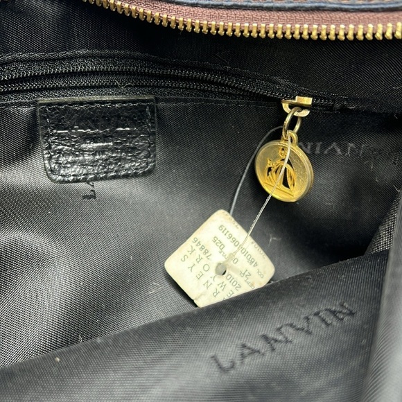 Lanvin Vintage Leather and Silk Zip Top Shoulder Bag - Picture 9 of 14